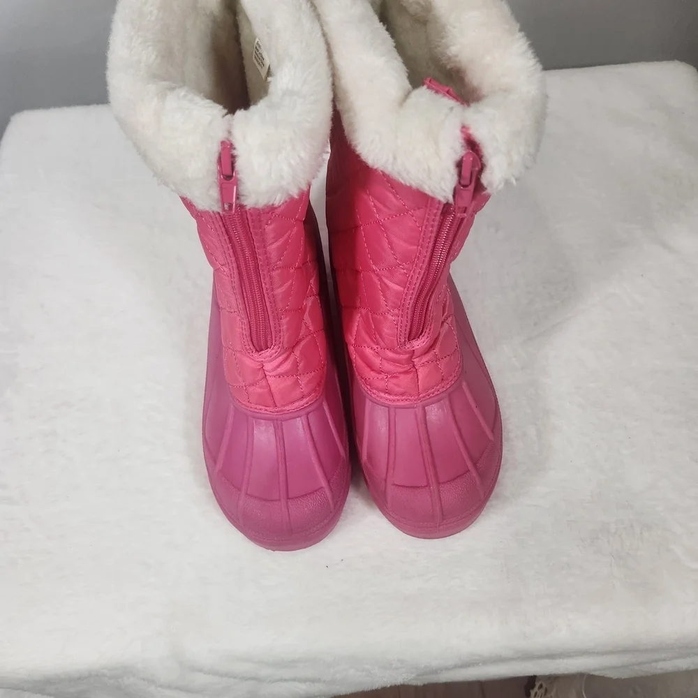Pink Quilted Kids Snow Boots